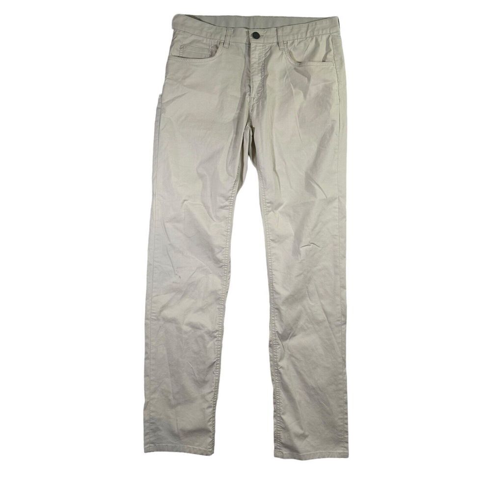 Faherty Pants Mens 32x31 Movement 5-Pocket Chino Off-White Cotton Coolmax Casual